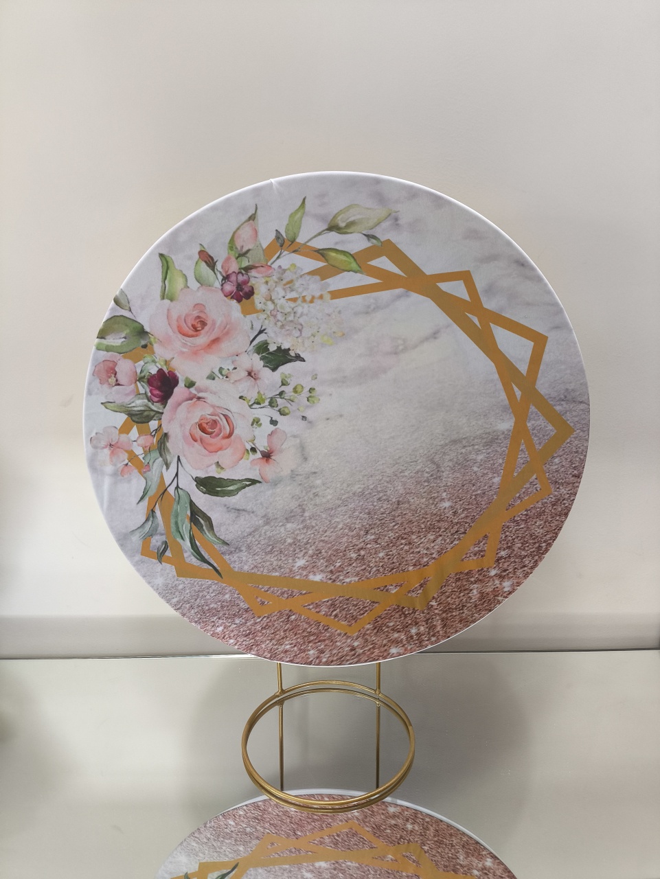 Mini Painel Rose Gold Floral Rosa 50X50 - Baloesfeitosdesonhos 