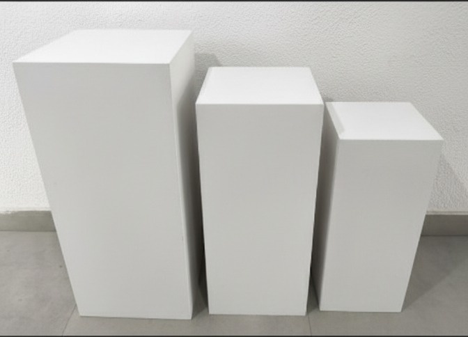 Trio de Mesas (Cubo) Quadradas Brancas, 80Cm, 70Cm, 60Cm - Baloesfeitosdesonhos 