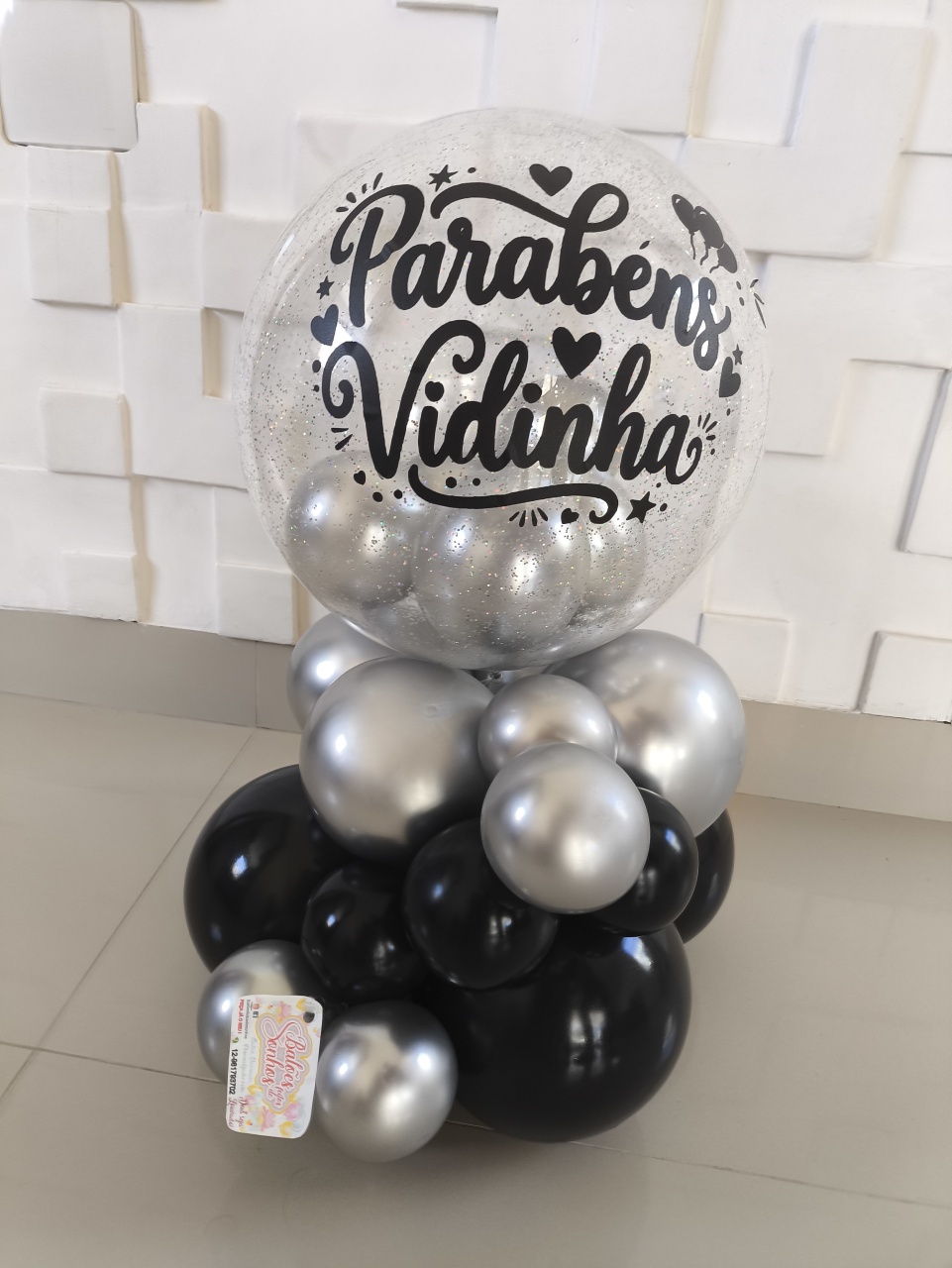 Balão Personalizado Preto E Prata - Baloesfeitosdesonhos 