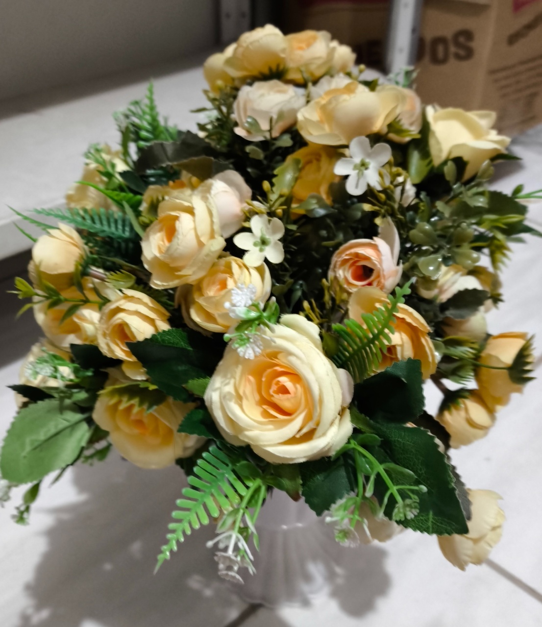 Arranjo Flores Amarela 5 Cm de Botao - Baloesfeitosdesonhos 