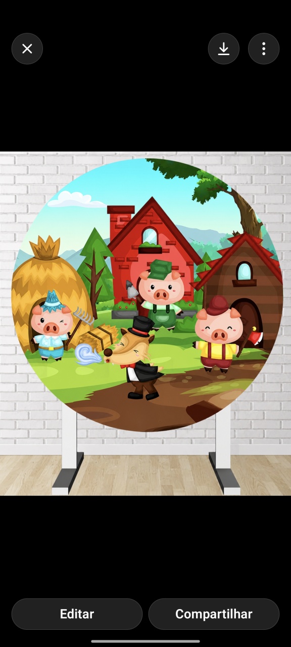 Mini Painel Três Porquinhos 50X50 - Baloesfeitosdesonhos 