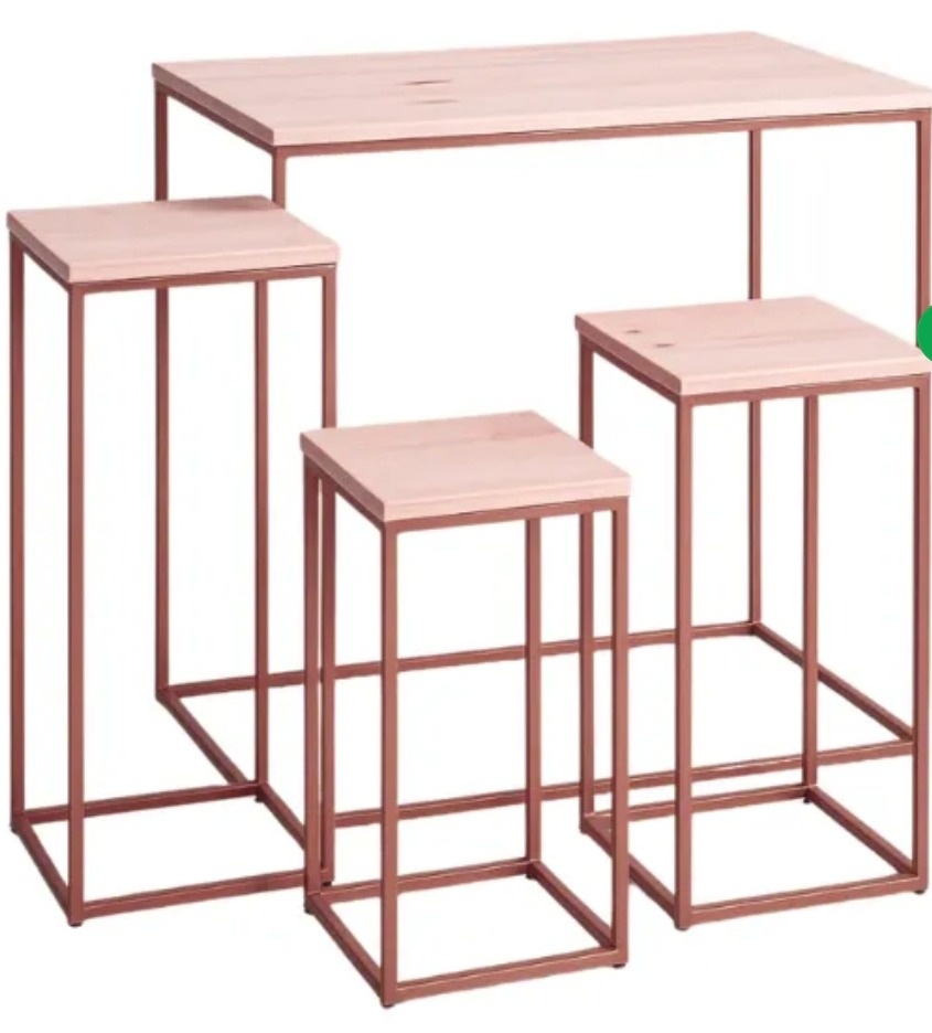 Mesa Quadrada Quarteto Rose Gold  - Baloesfeitosdesonhos 