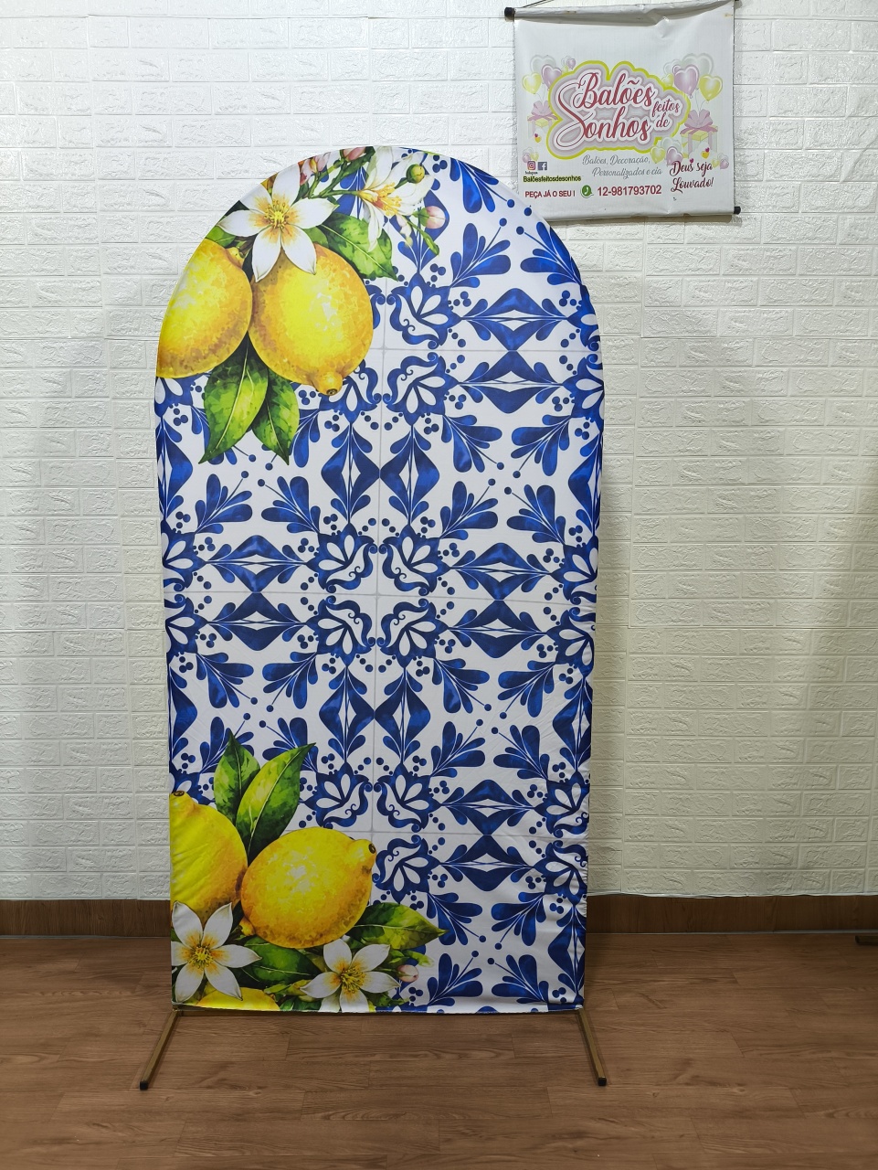 Painel Azulejo Português/ Limão Siciliano - Baloesfeitosdesonhos 