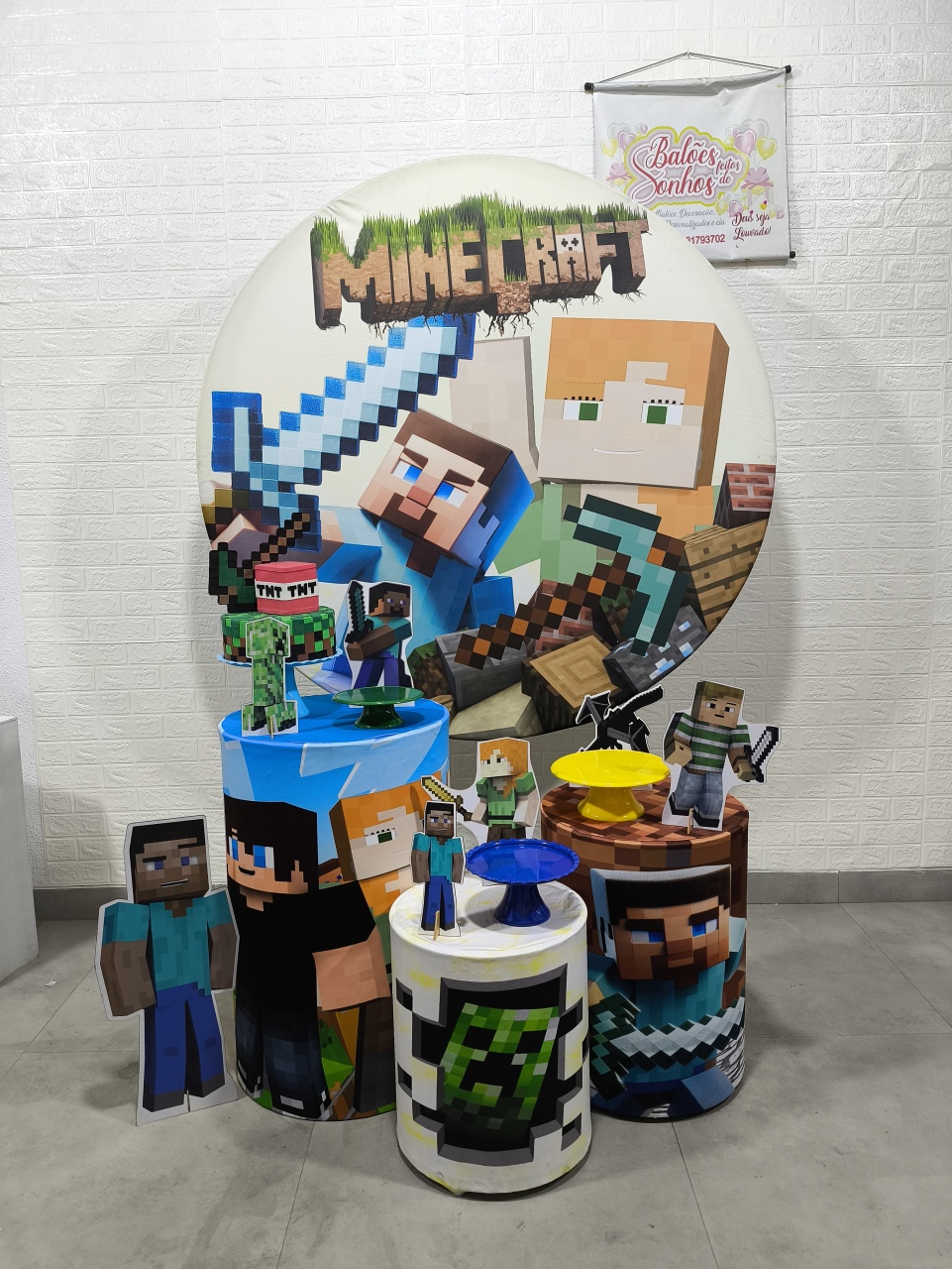 Kit Mini Table 4 Minecraft - Baloesfeitosdesonhos 