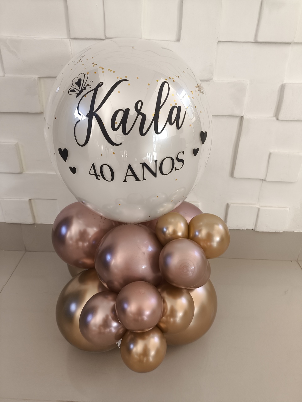 Balão Personalizado Dourado E Rose - Baloesfeitosdesonhos 
