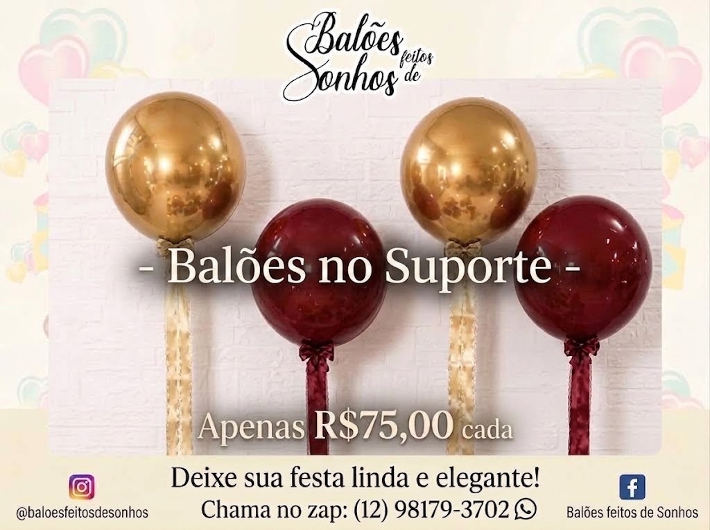 Locação de Balão No Suporte - Baloesfeitosdesonhos 