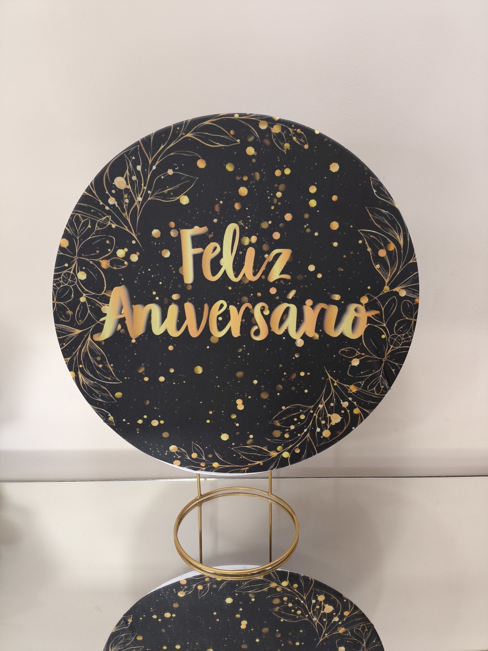 Mini Painel Happy Birthaday Preto E Dourado 50X50 - Baloesfeitosdesonhos 