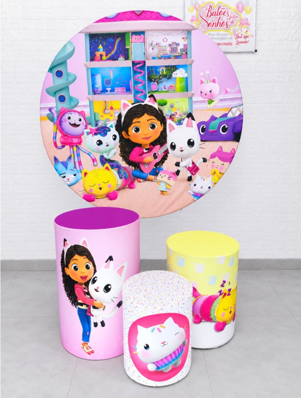 Kit Tecido Painel 150X150 Capa de Cilindro Pmg- Casa da Gabi - Baloesfeitosdesonhos 