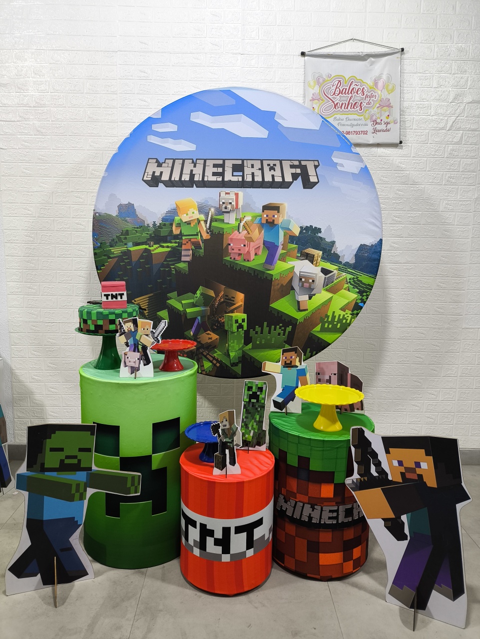 Kit Mini Table - Minecraft Com Personagem Ok - Baloesfeitosdesonhos 