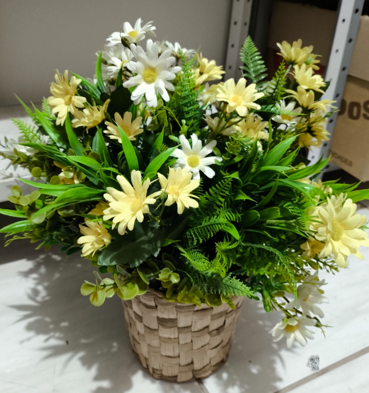 Arranjo Flores Margarida Amarelo E Branco Grande  - Baloesfeitosdesonhos 