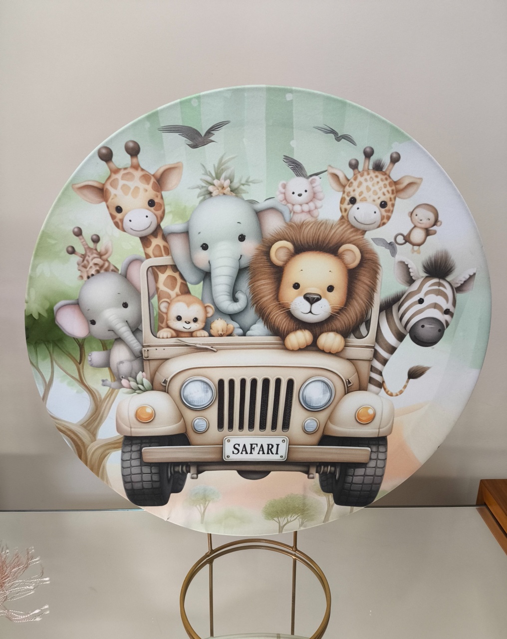 Painel de Mesa 50X50 Safari Baby Verde - Baloesfeitosdesonhos 