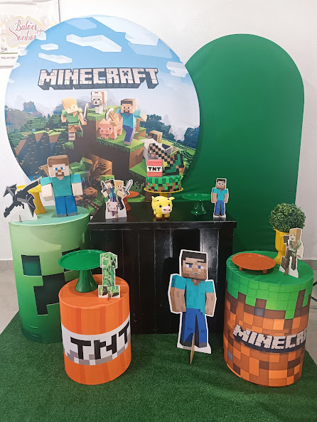 Kit Big Festa- Minecraft Com Personagem - Baloesfeitosdesonhos 