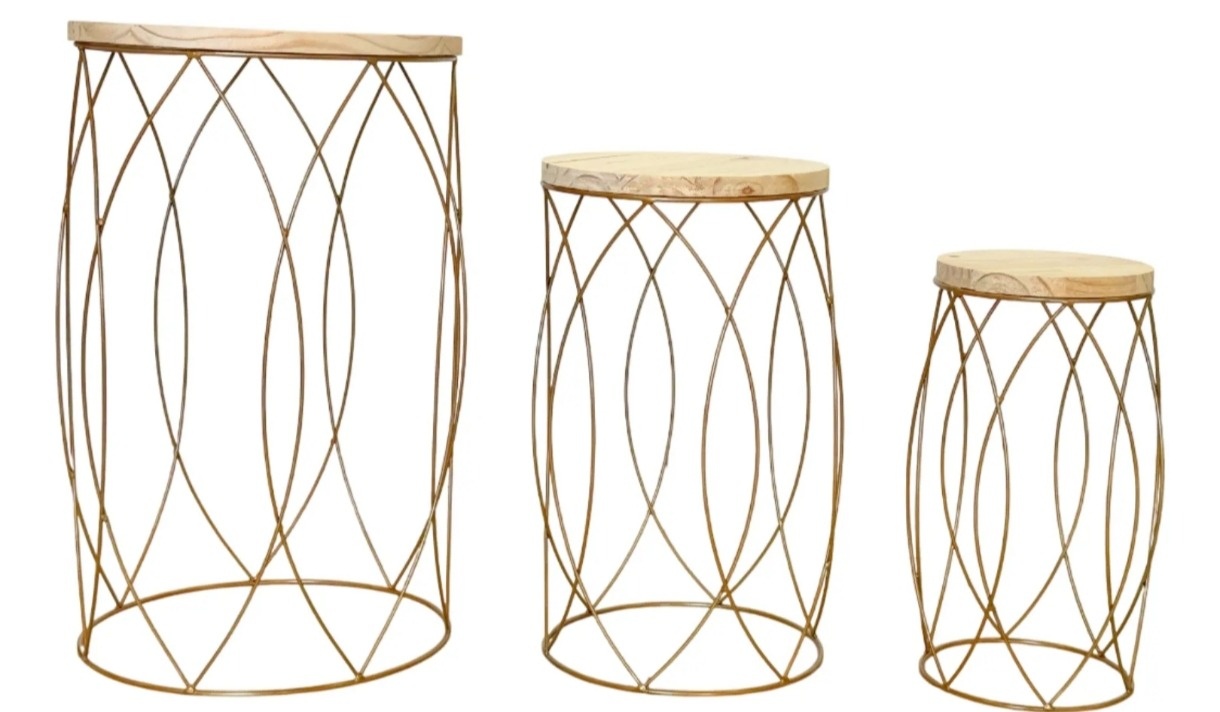 Trio de Mesa Boleada Dourado  - Baloesfeitosdesonhos 