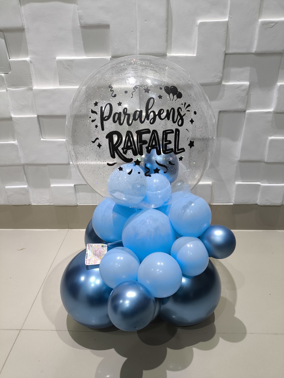 Balão Personalizado Azul Claro E Azul Metalizado - Baloesfeitosdesonhos 