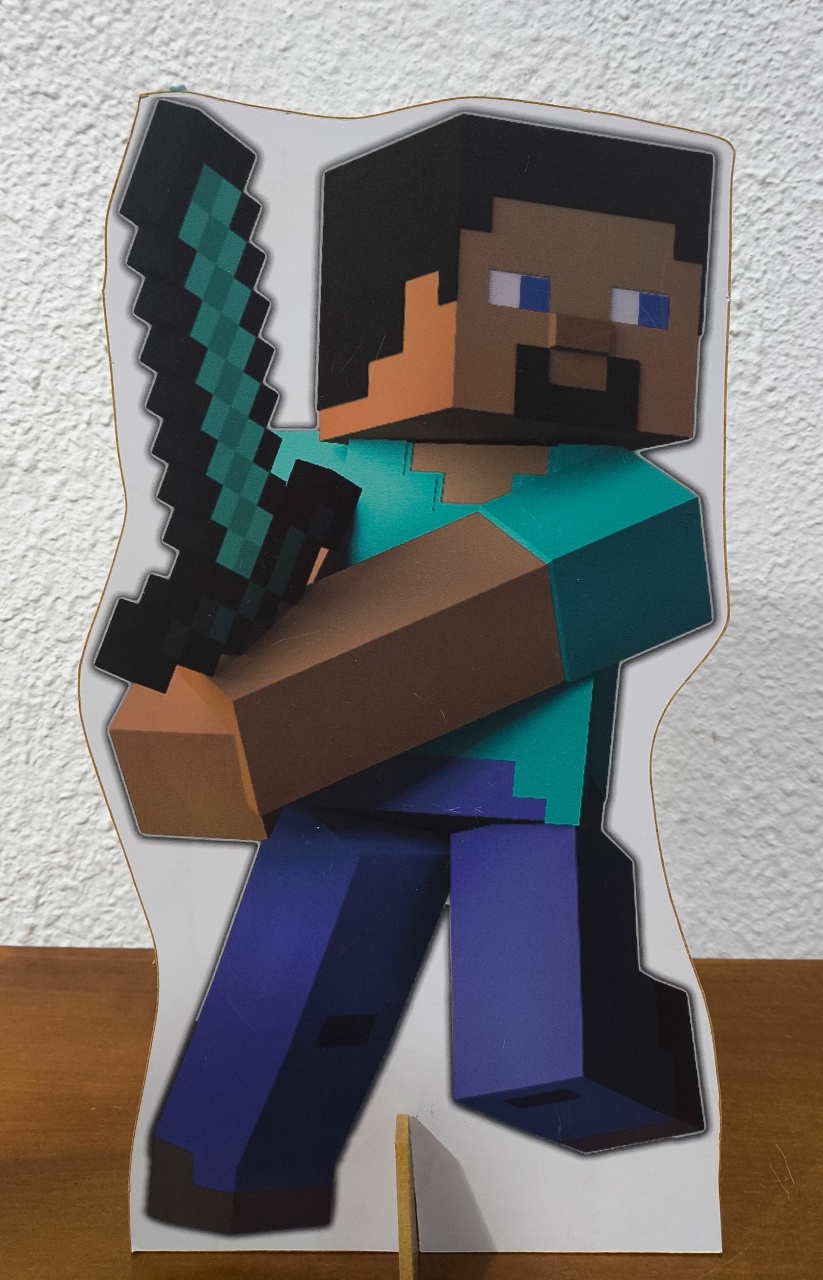 Display 30Cm, Steve Com Espada, Minecraft  - Baloesfeitosdesonhos 