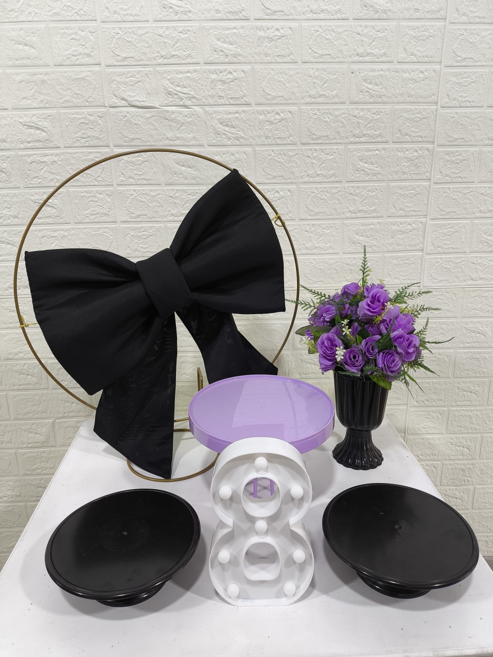 Kit Festa Na Mesa Laço Preto E Lilás Ok - Baloesfeitosdesonhos 