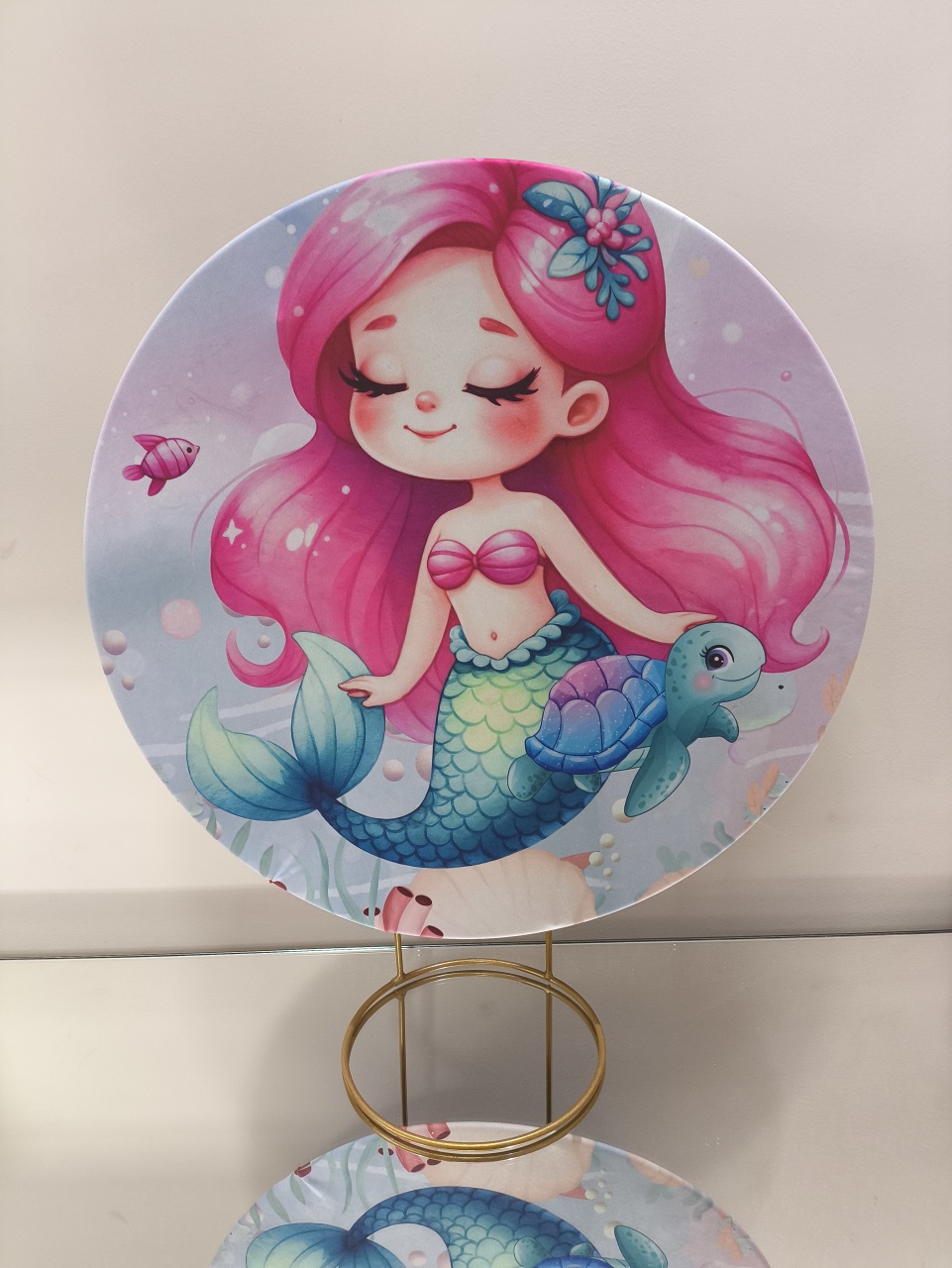 Mini Painel Sereia Rosa 50X50 - Baloesfeitosdesonhos 