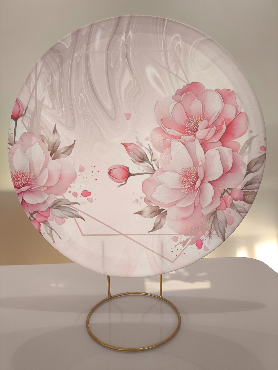 Painel de Mesa 50X50 Floral Rosa - Baloesfeitosdesonhos 