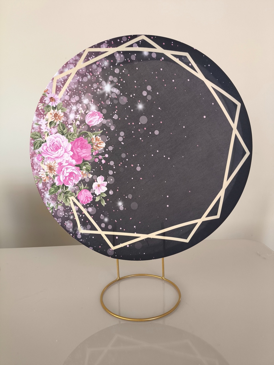 Mini Painel 50X50 Floral Preto E Pink - Baloesfeitosdesonhos 