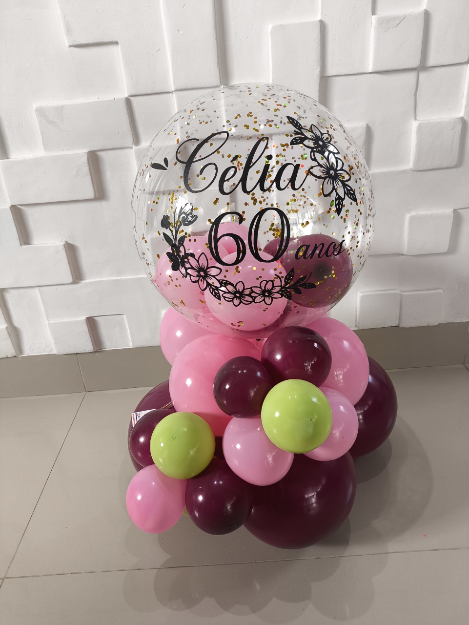 Balão Personalizado Marsala E Rosa - Baloesfeitosdesonhos 