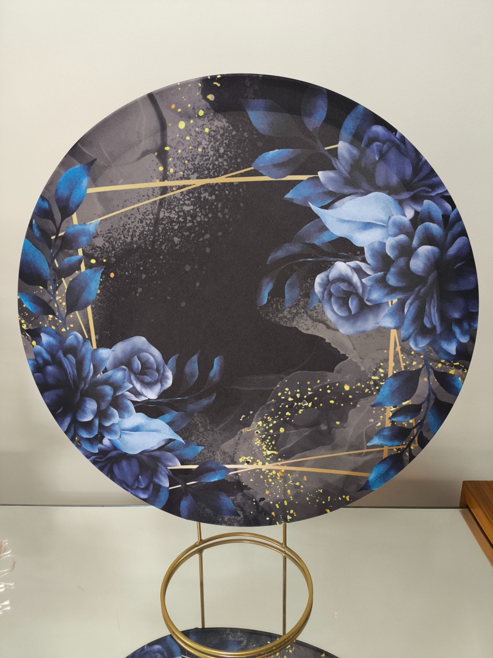 Painel de Mesa 50X50 Floral Azul E Preto  - Baloesfeitosdesonhos 
