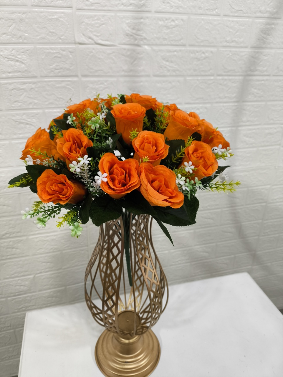 Arranjo Flores Cor de Abóbora/ Laranja G - Baloesfeitosdesonhos 