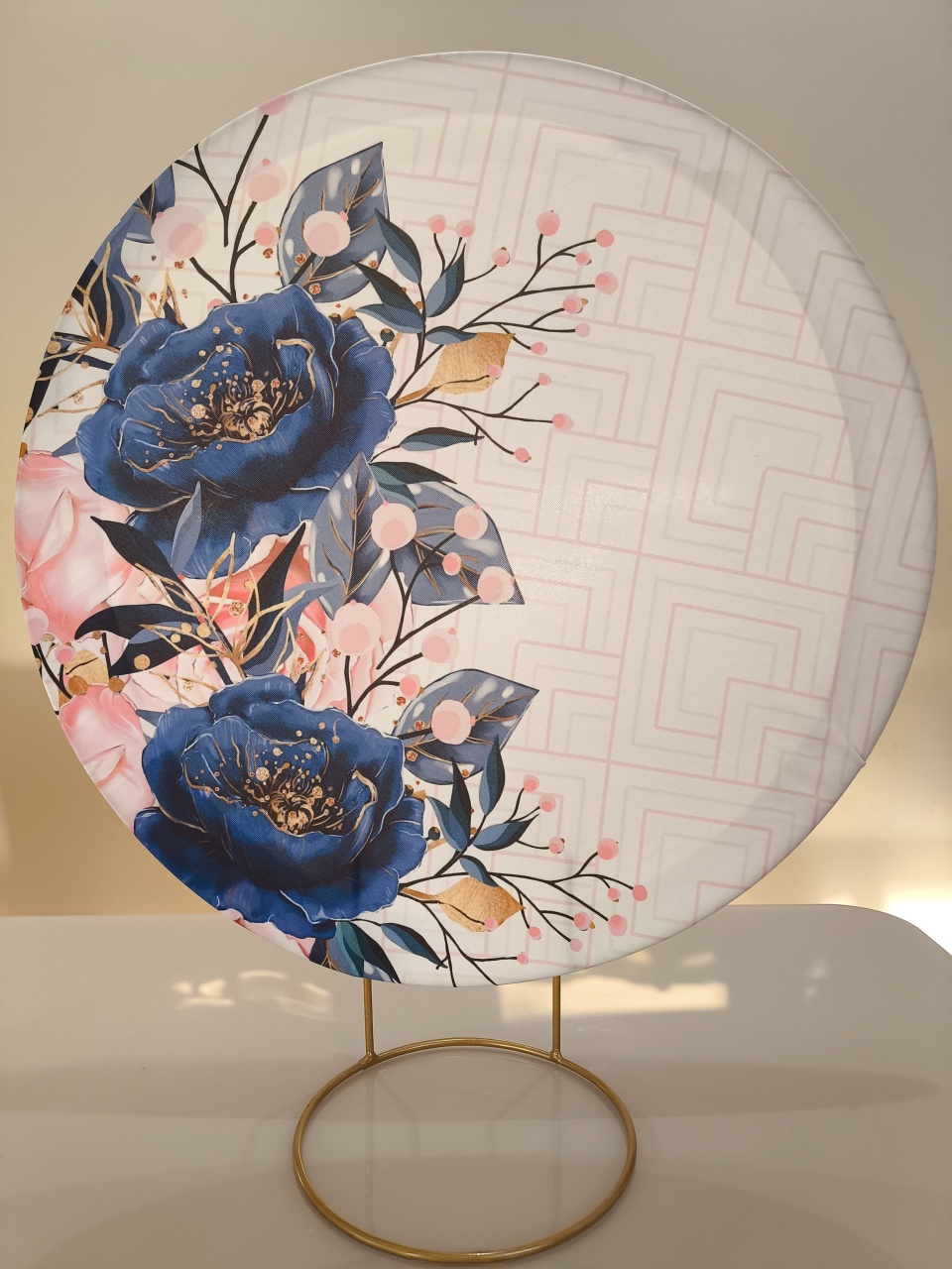 Painel de Mesa 50X50 Floral Azul E Rosa - Baloesfeitosdesonhos 