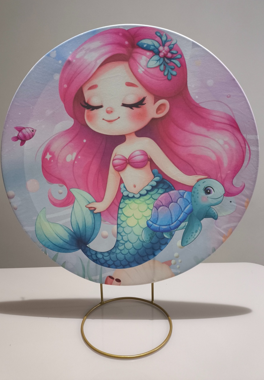 Painel de Mesa 50X50 Sereia Rosa - Baloesfeitosdesonhos 