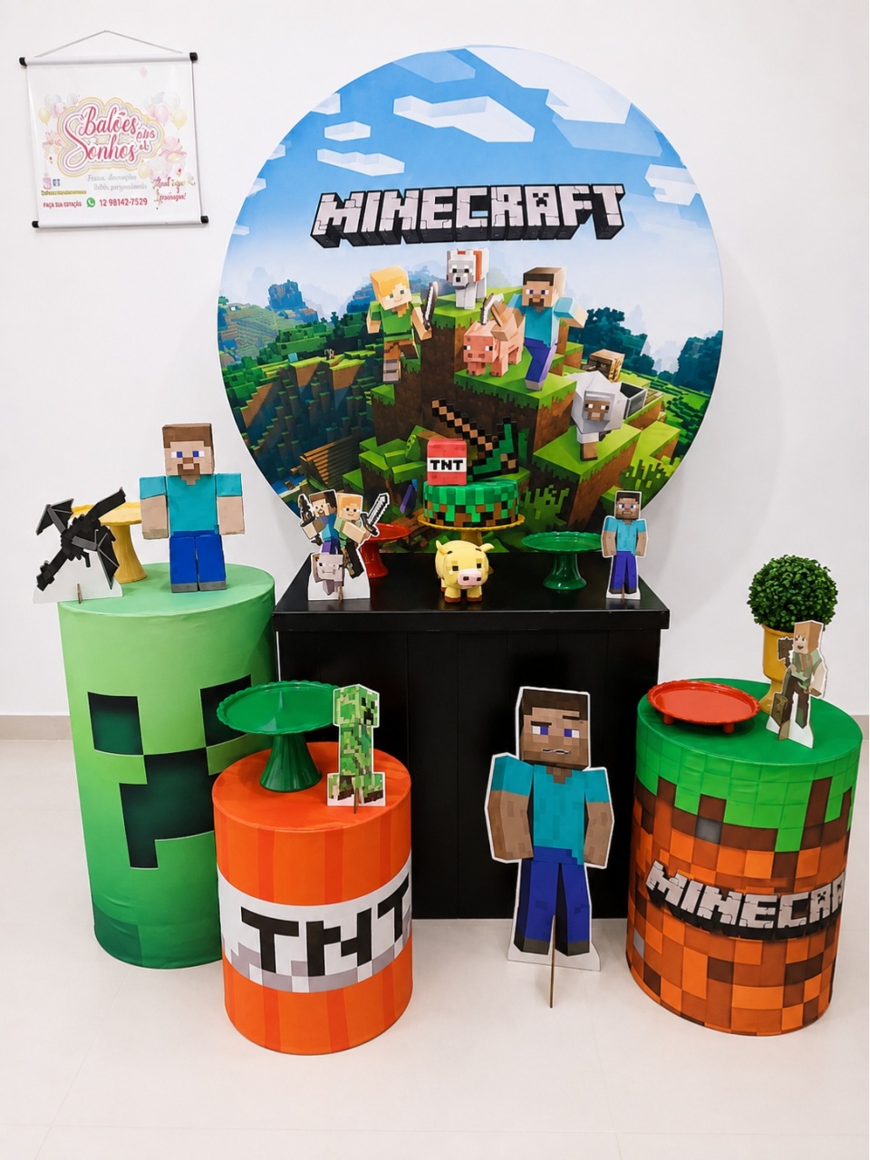 Kit Festejar - Minecraft Com Personagem - Baloesfeitosdesonhos 
