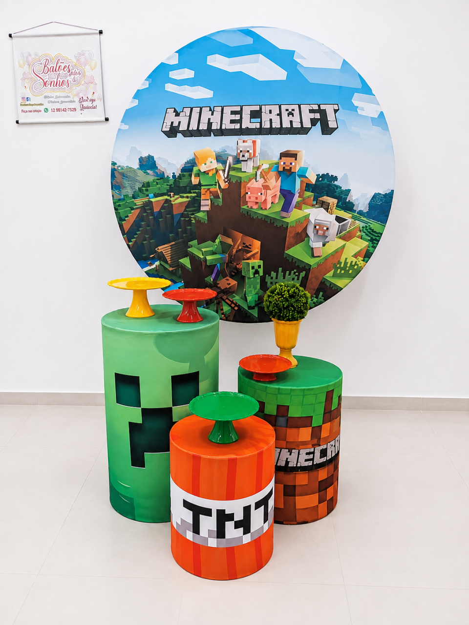 Kit Mini Table - Minecraft Basico - Baloesfeitosdesonhos 