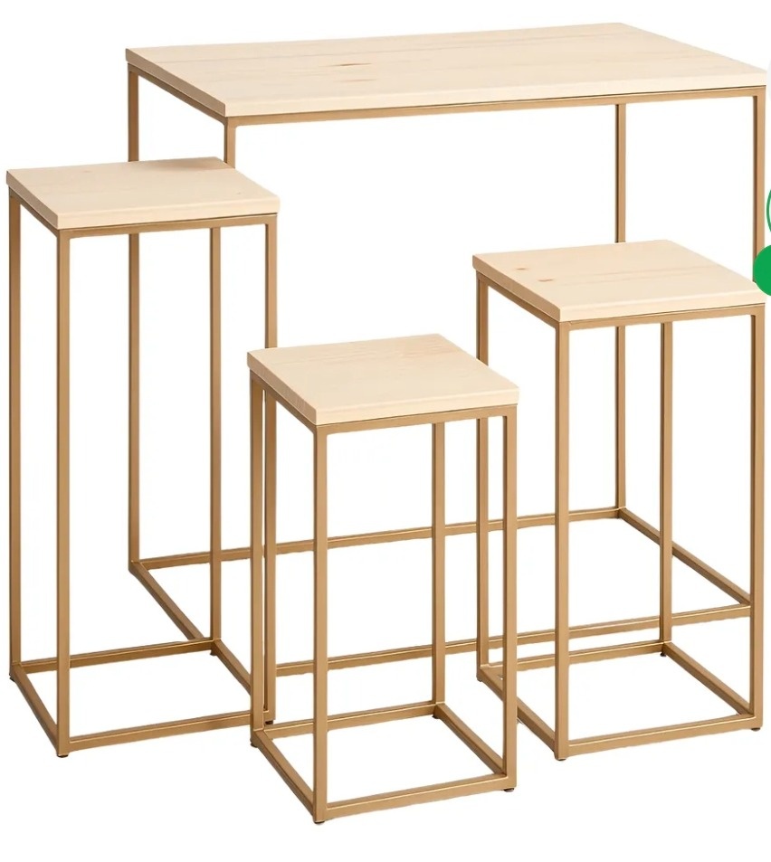 Mesa Quadrada Quarteto Dourado  - Baloesfeitosdesonhos 