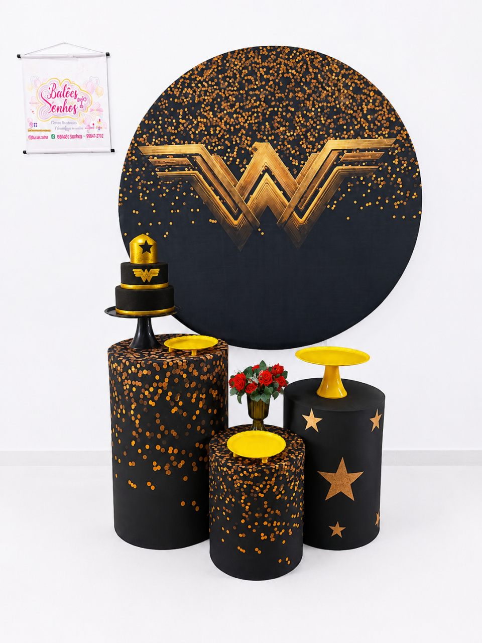 Kit Mini Table W - Mulher Maravilha - Baloesfeitosdesonhos 