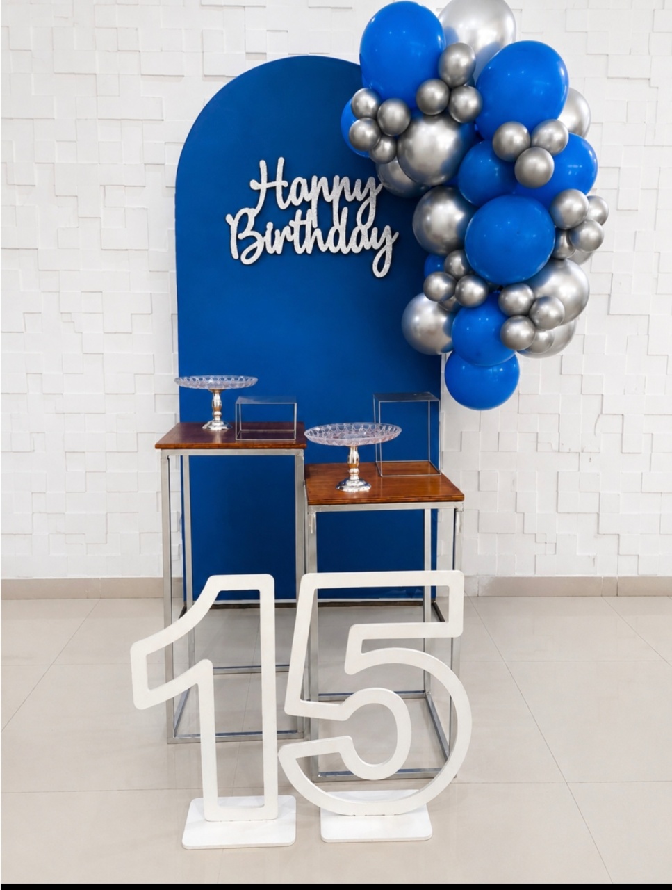 Kit Pocket Felicidade Azul Royal E Prata Com Mini Arco de Bexiga Ok - Baloesfeitosdesonhos 