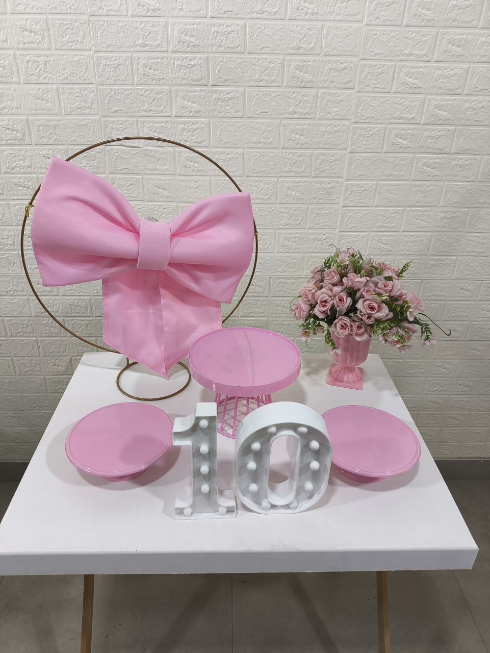 Mini Festa Na Mesa Laço Rosa - Baloesfeitosdesonhos 