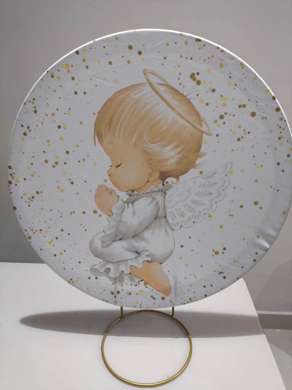 Painel de Mesa 50X50 Anjo Com Bolinhas - Baloesfeitosdesonhos 