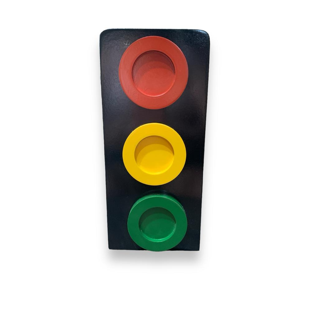 Semáforo Mdf - Preto - Vermelho,Amarelo,Verde,Preto - i9festas
