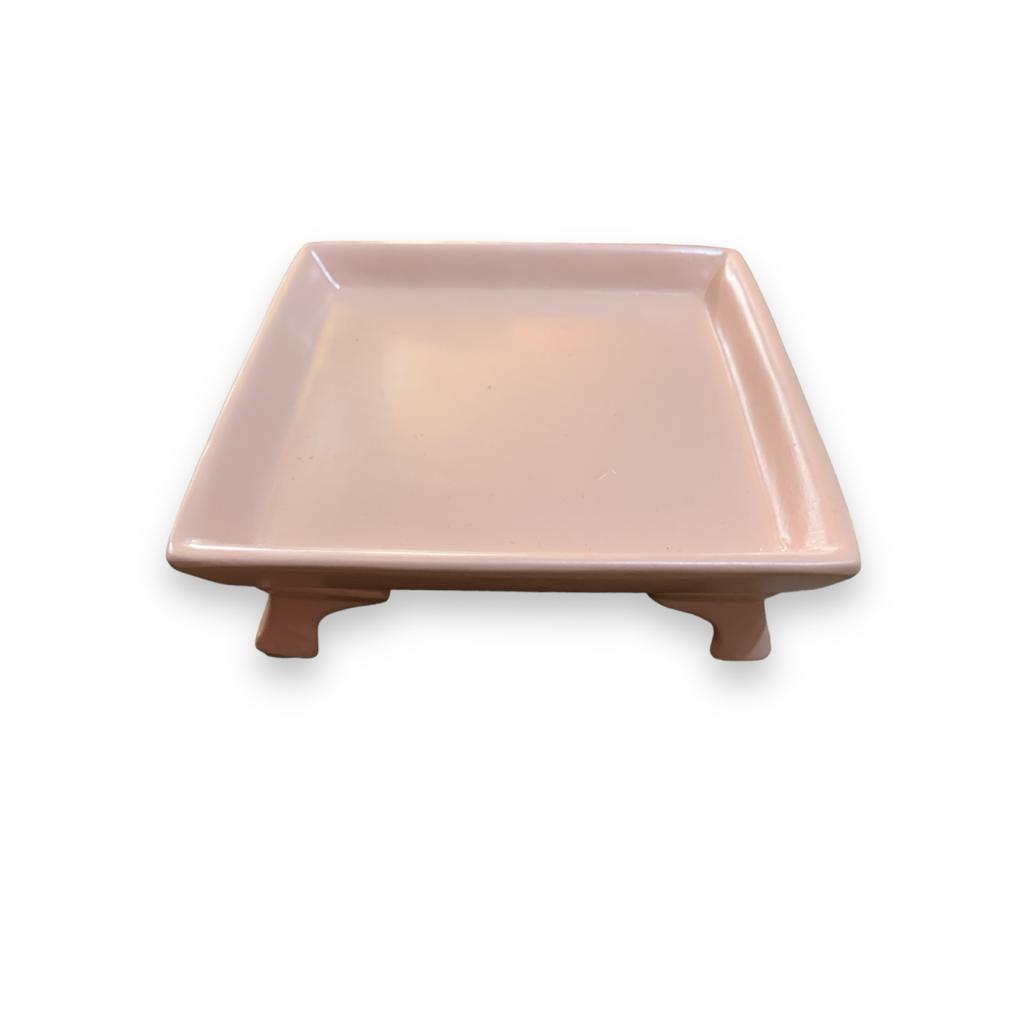 Bandeja Quadrada Com Pé - Rosa Chá - Rosa Chá - i9festas