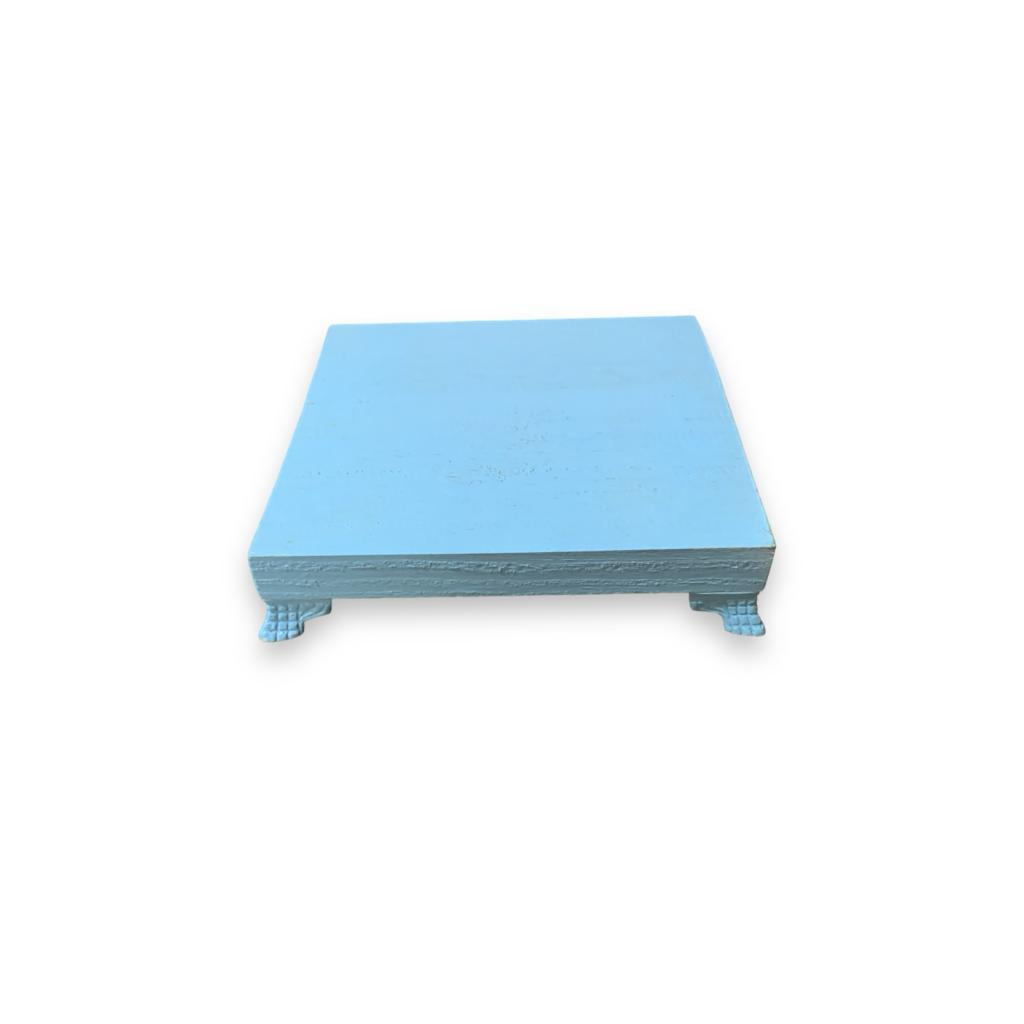 Porta Doces Madeira Com Pé de Resina - Azul Bebê - Azul Bebê - i9festas