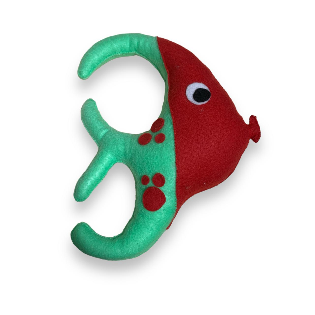 Peixe de Feltro - Verde Com Vermelho - Vermelho,Verde - i9festas