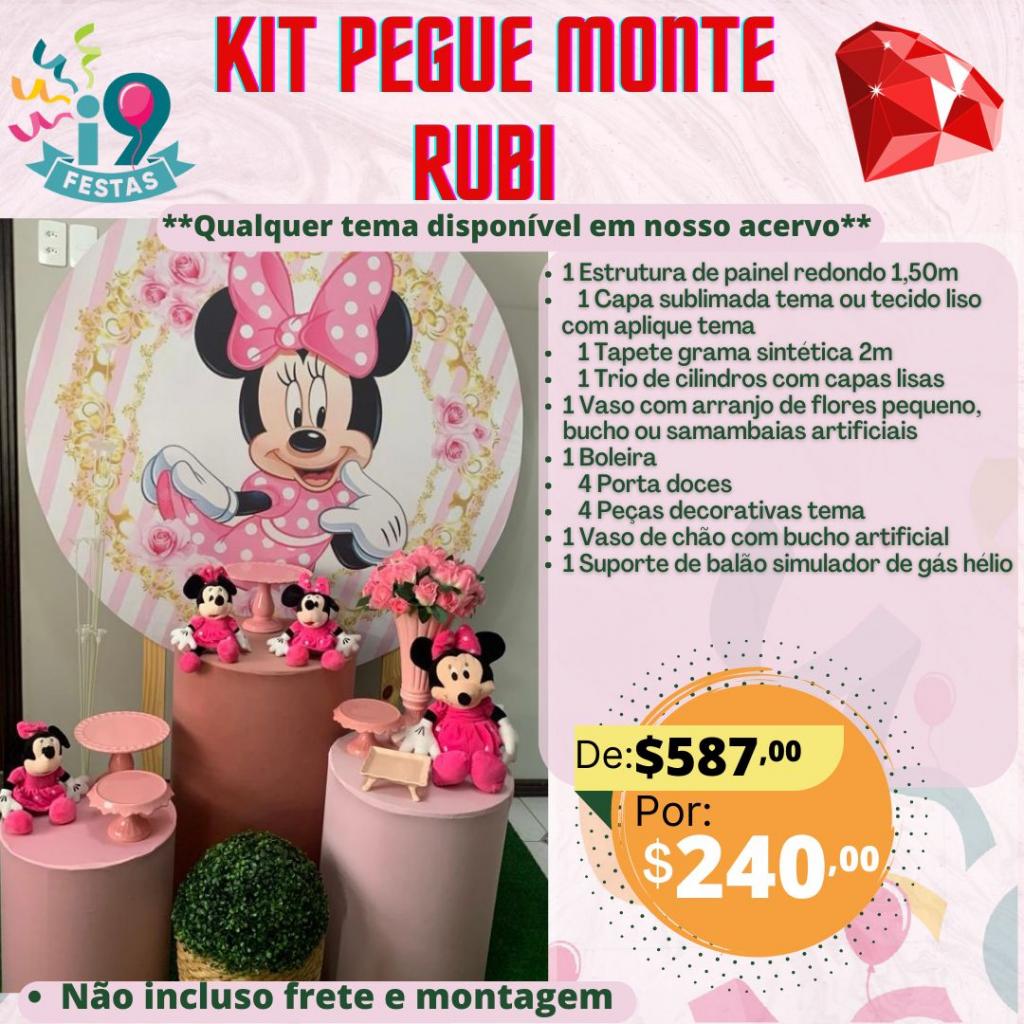 Kit Pegue Monte Rubi - Minnie Rosa - i9festas