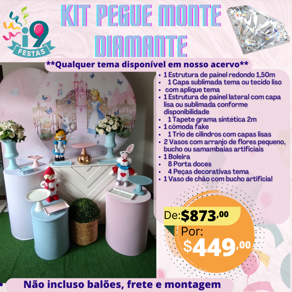 Pegue Monte Diamante - Alice No País das Maravilhas - i9festas