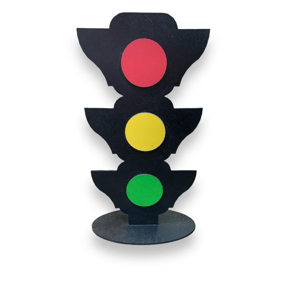 Semáforo Trabalhado Mdf - Preto - Vermelho,Amarelo,Verde,Preto - i9festas
