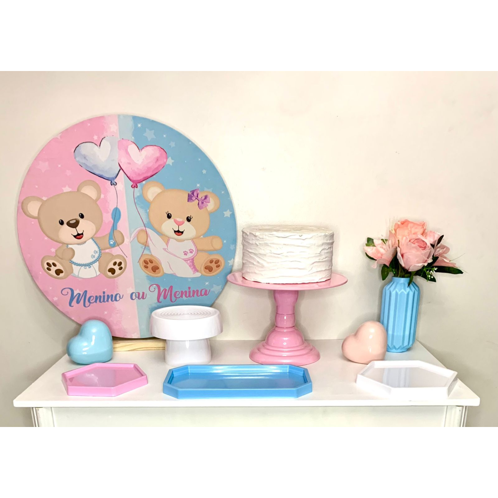 Kit Pegue Monte Mini Festa - Chá Revelação de Urso - i9festas
