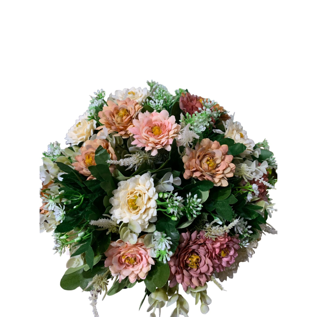 Arranjo de Flores Artificiais Pequeno Tons Terrosos - Rosa,Branco - i9festas