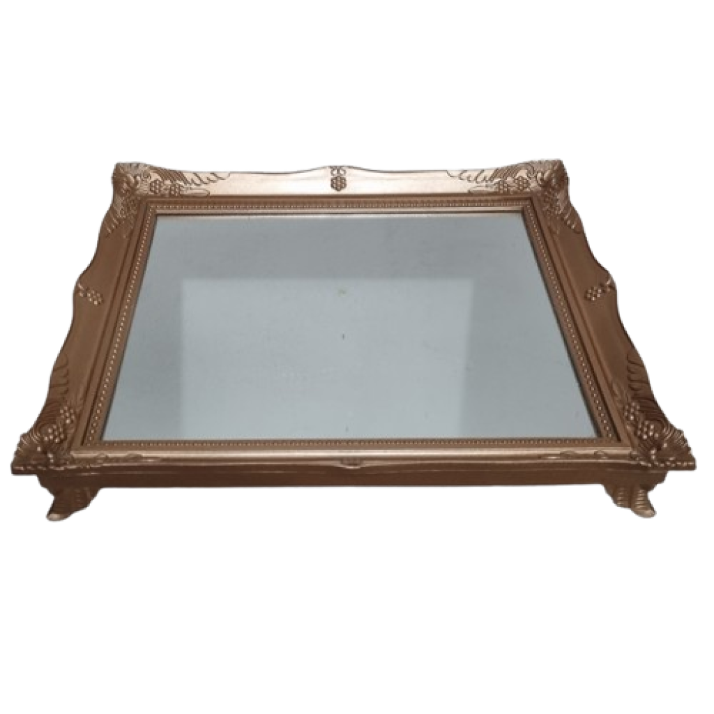 Bandeja Retangular Espelhada Rose Gold - i9festas