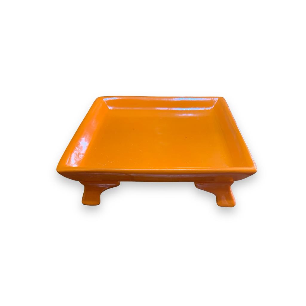 Bandeja Quadrada Com Pé - Laranja - Laranja - i9festas