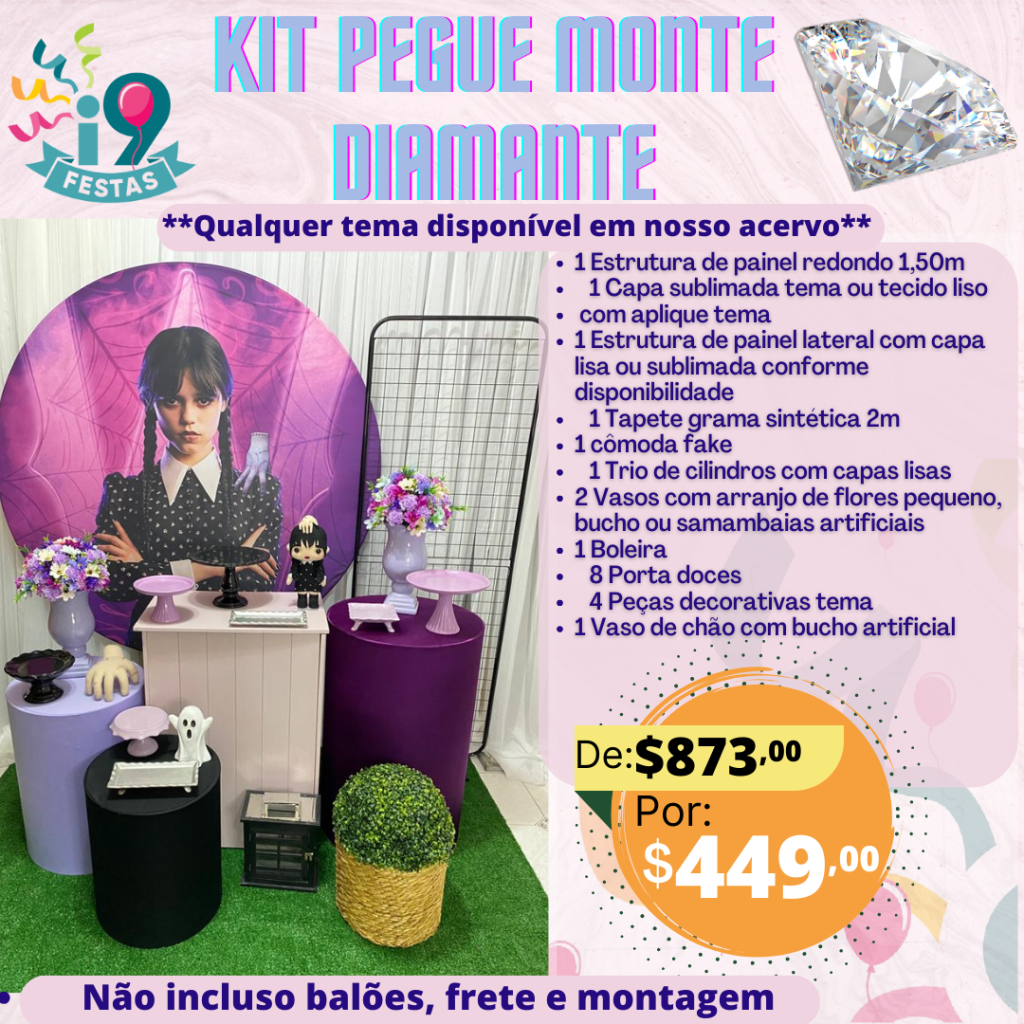 Pegue Monte Diamante - Wandinha Addams - i9festas
