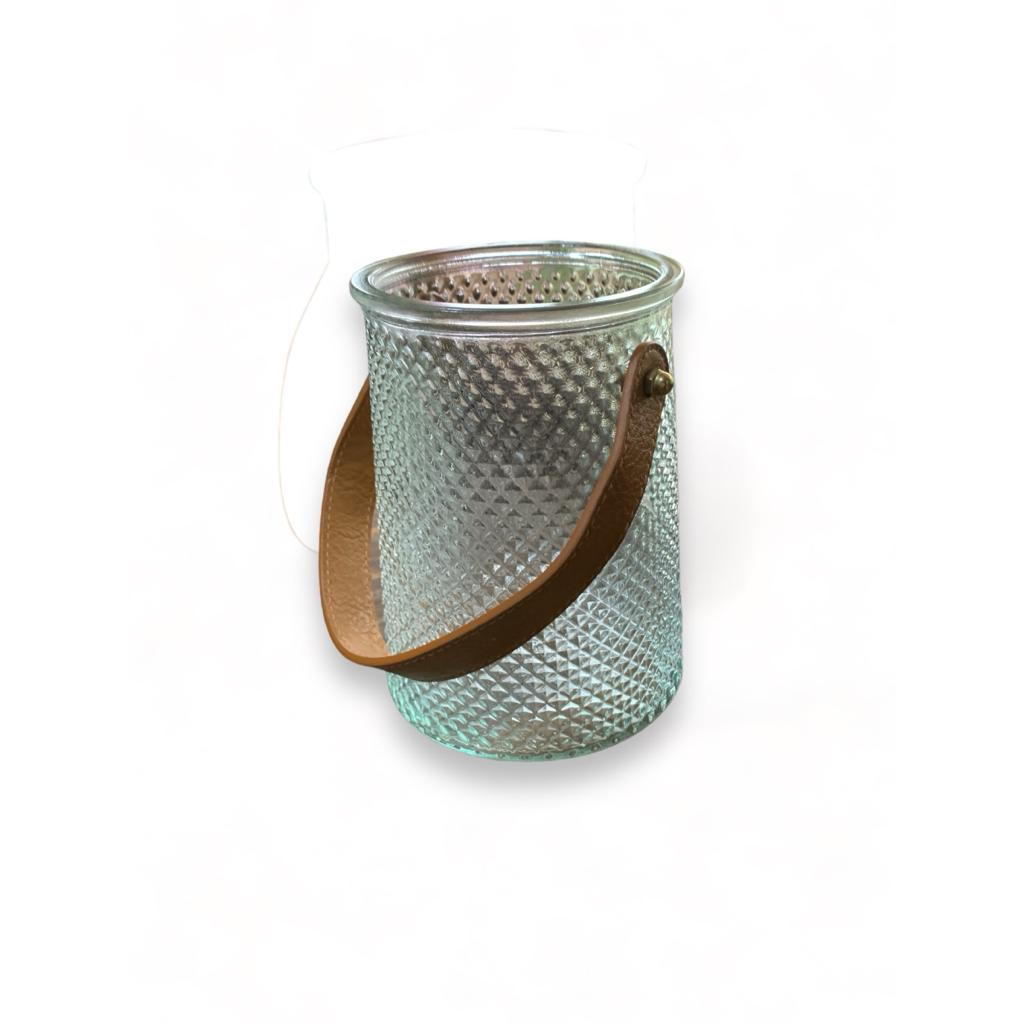 Vaso Transparente Com Alça de Couro - Transparente - i9festas