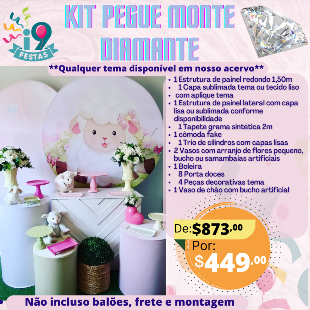 Pegue Monte Diamante - Ovelhinha Rosa - i9festas