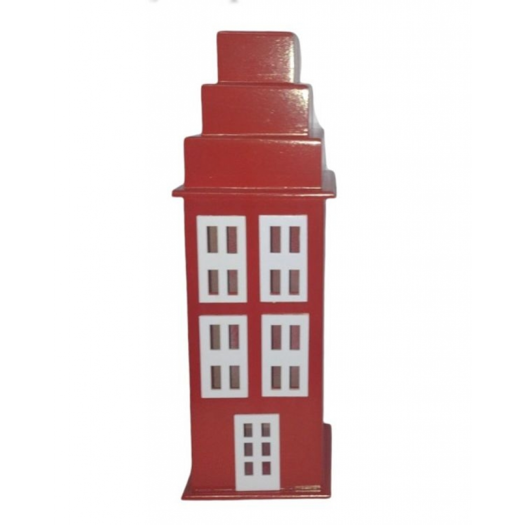 Prédio Vermelho Mdf 43Cm - Vermelho - i9festas